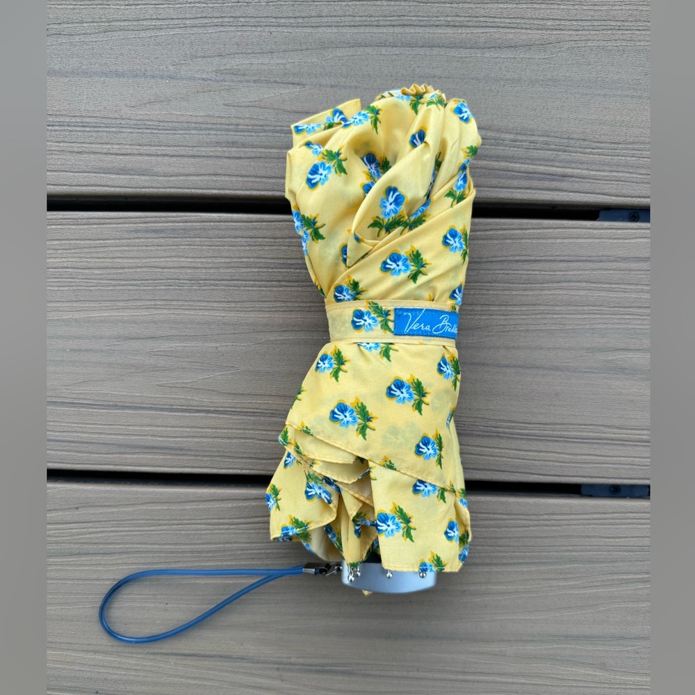 Vintage Vera Bradley Katherine Print Umbrella Bright Yellow & Blue Floral Print - Picture 5 of 8